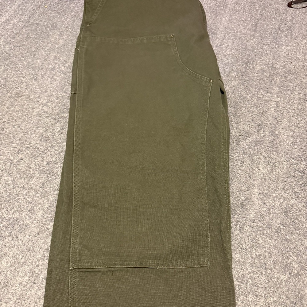 VTG Carhartt B136 MOS Canvas Moss Green Double Knee Carpenter Original Pants - Picture 2 of 6